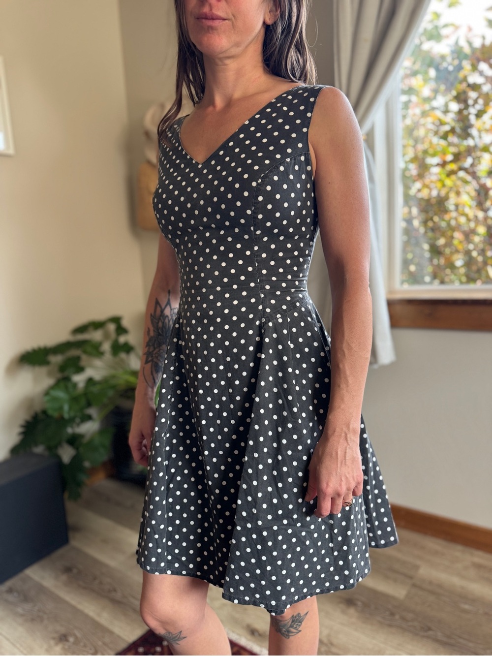 Limon Company Black & White Polka Dot Fit and Flare Dress